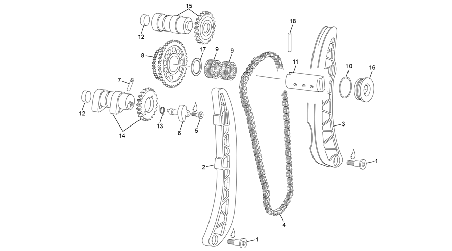 Camshaft and drive assembly